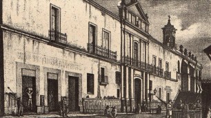 La Antigua Universidad, hoy Conservatorio de Música, Litografía de Murguia, en Manuel Rivera Cambas, México Pintoresco Artístico y Monumental, México, Imprenta de la reforma, 1880, Pag. 126