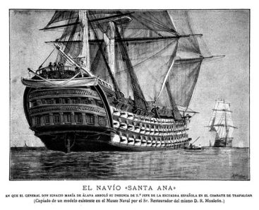 El Navío Santa ana comandado por José Ramon Gardoqui