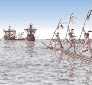 encuentro-de-los-indios-calusas-con-ponce-de-leon-en-1513-ilustracion-de-merald-clark