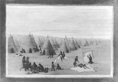 Aldea comanche en Texas. Smithsonian Institution