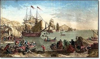 salida-de-la-flota-de-cc3a1diz-para-veracruz-grabado-anc3b3nimo-de-1700