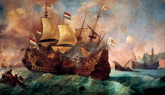 Santiago de oliste y Prins Willem Combate de pernambuco, oleo de antonibrugada 1858