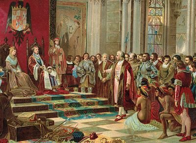 La imagen tiene un atributo ALT vacío; su nombre de archivo es recibimiento-de-los-reyes-catolicos-a-colon-en-barcelona-tras-regresar-del-nuevo-mundo-segun-un-cuadro-de-ricardo-balaca-1844-1880.jpg